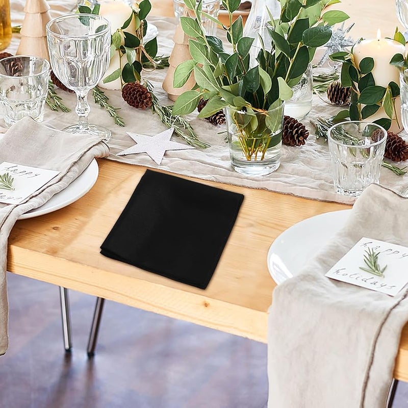 مناديل سوداء من قماش البوليستر مقاس 17 × 17 بوصة 4 قطع مجموعة قابلة للغسل لحفلات الزفاف والولائم والمطاعم - Image 5